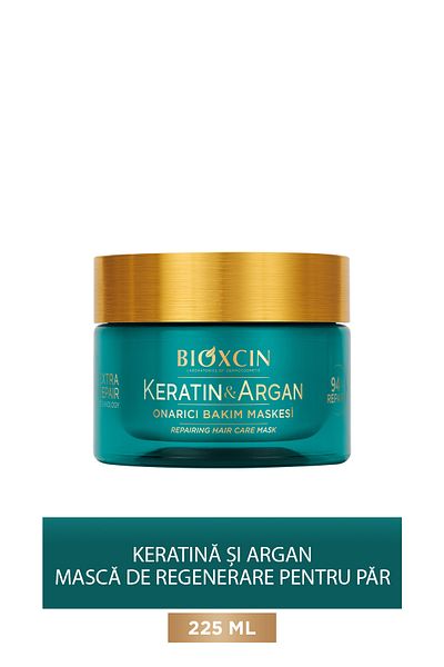 Bioxcin 225 ml Mască de îngrijire a părului cu cheratina și argan pentru reparare - păr deteriorat și sensibil