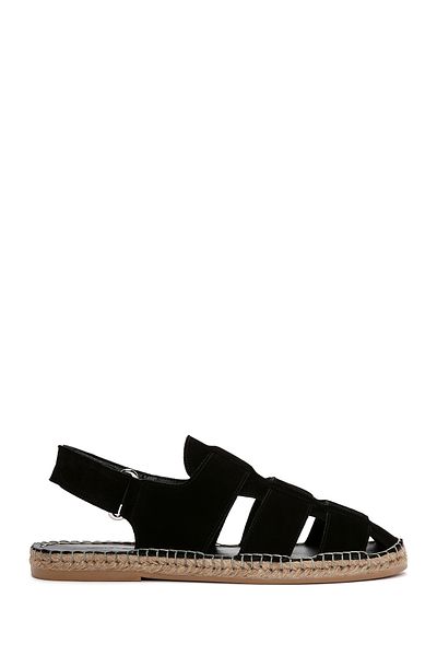 Derimod Men's Black Suede Genuine Leather Sandals 24Sfd616210