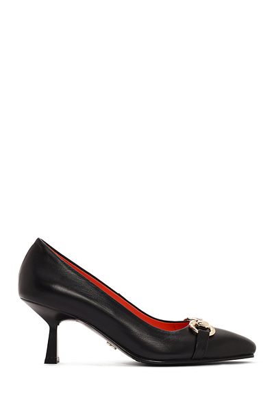 Derimod Black Leather Short Heeled Stiletto - Flex Women's 24sfd 260218