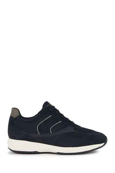 Geox Happy Men's Sneaker - Navy Blue, Lace-up Suede Leather, U4562a02011c4002