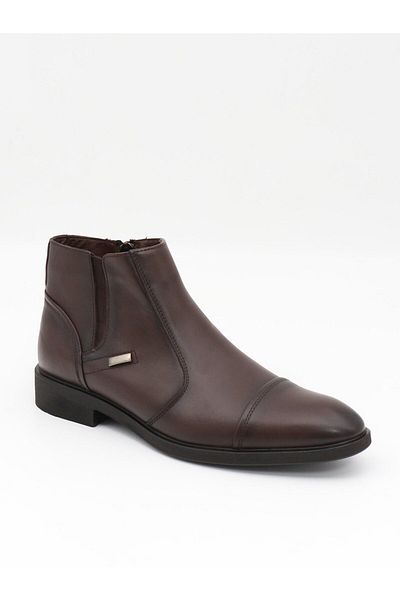 Nesil Shoes Thrtrk 2302-1 Ανδρικές μπότες από γνήσιο δέρμα από καουτσούκ καφέ