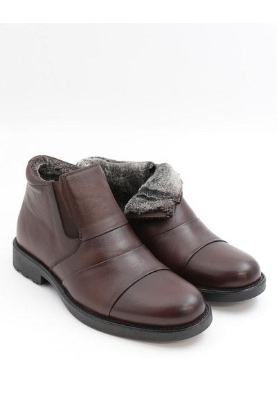 fermend Ανδρικές μπότες 144 καφέ από γνήσιο δέρμα Shearling