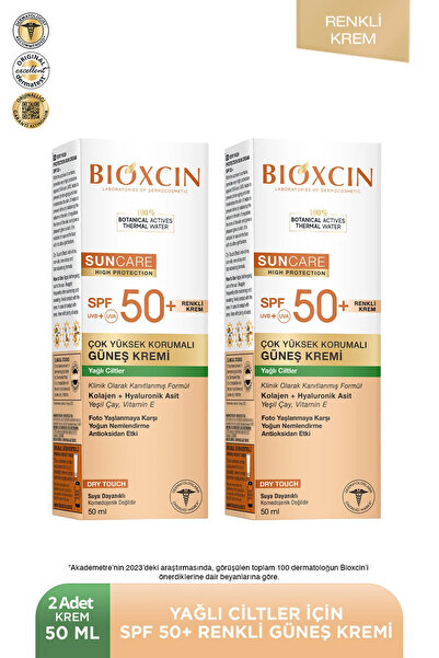 Bioxcin Sun Care Çok Yüksek Korumalı Yağlı Ciltler Için Renkli Güneş Kremi Tinted (spf50+) 50 Ml x 2 Adet