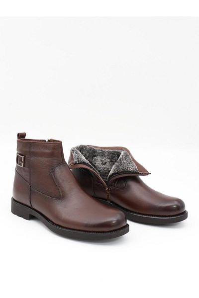 fermend Ανδρικές μπότες 143 καφέ από γνήσιο δέρμα Shearling