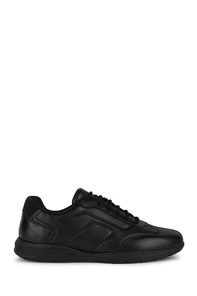 Geox Men's Black Leather Sneakers - Spherica Ec2, Lace-up, U45bxd000lmc9999