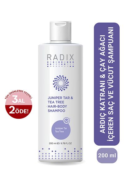 Radix Juniper Tar Tea Tree Hair Body Shampoo - Hair and Body Shampoo, 200ml, with Juniper Tar and Tea Tree Extract