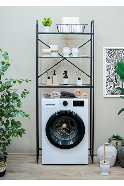 TOPRAK E-TİCARET Metal Banyo ve Mutfak Düzenleme Dolabı 3 Raflı Klozet ve Çam...