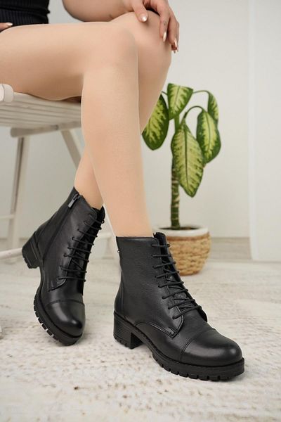 Castle Black 2670-1 Μαύρες Γνήσιες Δερμάτινες Χειμερινές Γυναικείες Μπότες