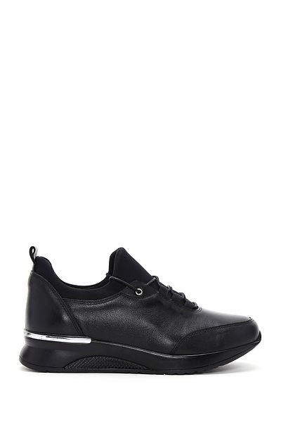 Derimod Women's Black Thick Soled Leather Casual Shoes 24Sfd410818