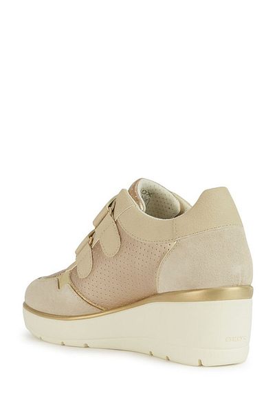 Geox Beige Leather Sneaker - Thick Sole, Women's, D25rab0nfekc2235