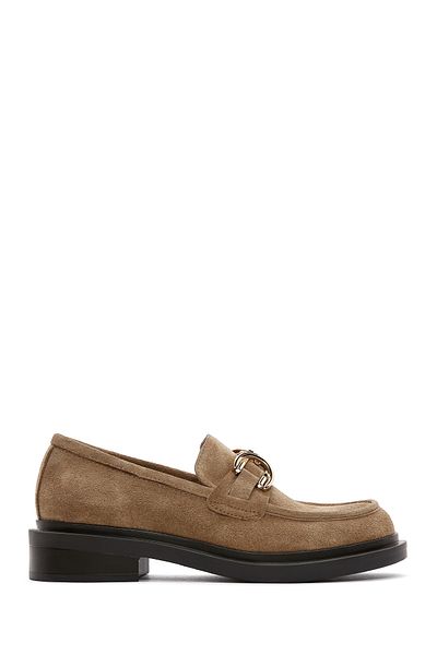 Derimod Pantofi de damă maro cu cataramă din piele de căprioară din piele naturală masculină casual 24wfd180310