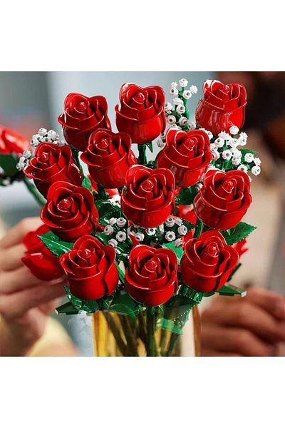 Choice 968pcs 822pcsromantic Rose Flower Bouquet Building Blocks Creative Home Desk Plant Decoration Assemb