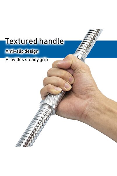 MultiFlexPro 36 Cm Dambıl Bar Kısa Krom Halter Barı Fitness Egzersiz Içi Dolu Krom Dumbel Barı