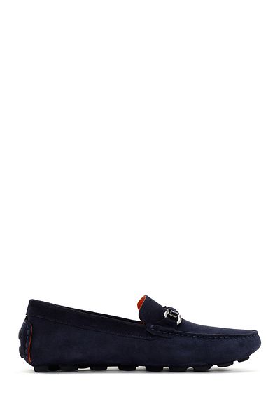 Derimod Men's Navy Blue Suede Leather Genuine Leather Penny Loafer Shoes Casual Daily Shoes 24Sfd634210