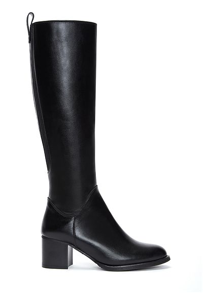 Derimod Black Thick Heeled Zippered Women's Boots - 24Wfe 251718