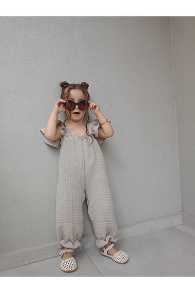 Süslüm Kids Muslin Fabric Girl Jumpsuit 100% Cotton