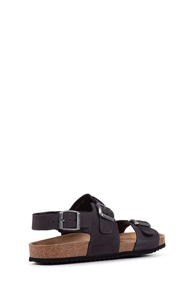 Geox Men's Black Ghita Nubuck Genuine Leather Sandals U159Va00032C9999