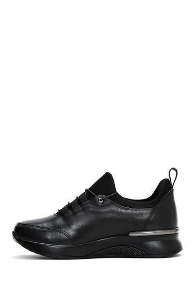 Derimod Women's Black Lace-Up Leather Casual Shoes 24Wfd411318