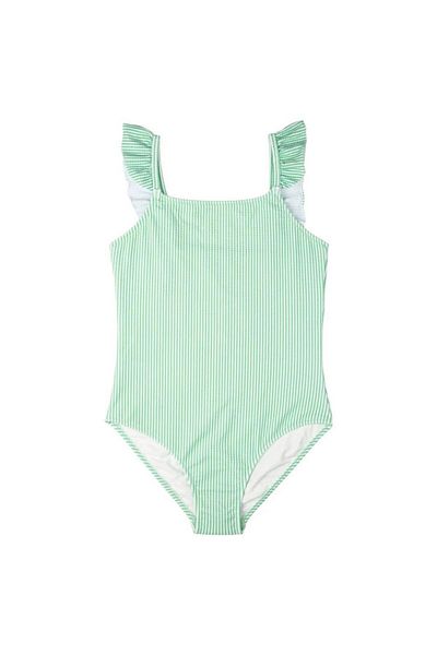 Swimfoam Green Striped - Frilly Girl's Swimsuit