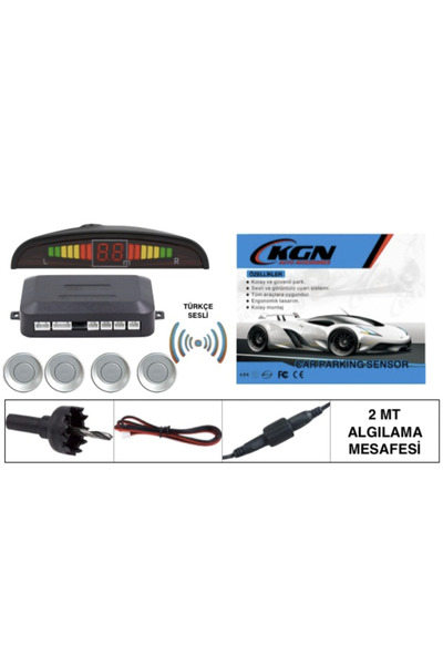 Kgn Türkçe Sesli Dijital Ekranlı Gümüş Gri Park Sensörü 22mm Soketli