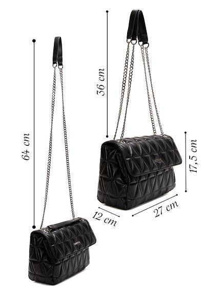 Derimod Black Quilted Women's Shoulder Bag - Chain Strap 24Wbd2007Kp