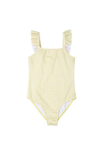 Swimfoam Yellow Plaid Ruffle Swimsuit for Girl