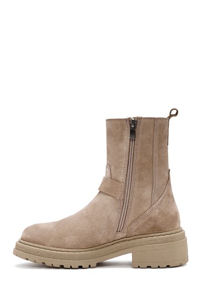 Derimod Beige Suede Leather Women's Boots - Zippered, Model No: 24WFD 185810