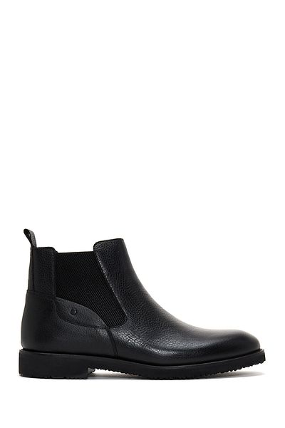Derimod Men's Black Leather Casual Chelsea Boots 24Wfd6401Ft
