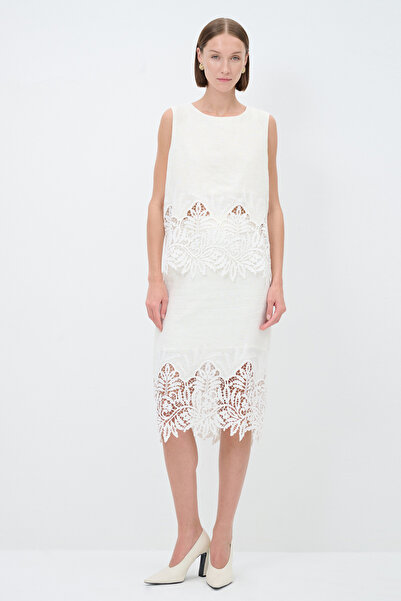 adL Nakışlı Keten Etek