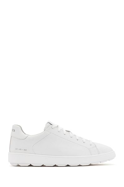 Geox White Leather Sneaker - Spherica Ecub, Lace-up U45gpc00085c1000