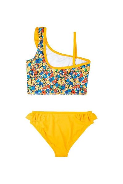 Swimfoam One-Shoulder Flower Patterned Girl's Bikini Set