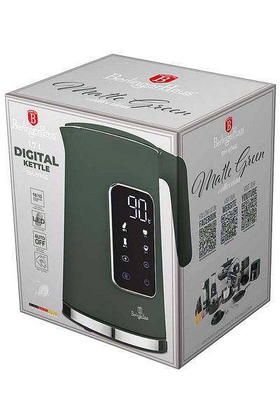Berlinger Haus Fierbător electric cu control digital al temperaturii 1,7 l Colecția Matte Green