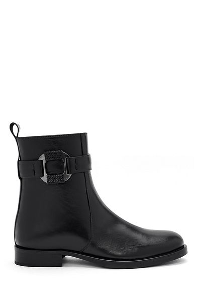 Derimod Black Leather Women's Boots - Zippered, 24wfd 185418