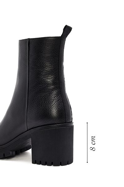 Derimod Black Leather Boots - Women's, Zippered, Heeled, 24WFD2022FT