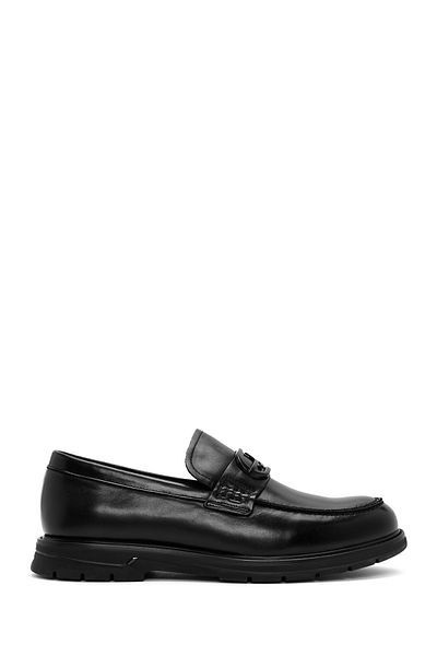 Derimod Men's Black Buckle Genuine Leather Casual Penny Loafer Shoes Casual Daily Shoes 24Wfd690918