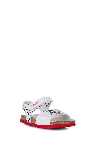 Geox Holčička bílé kožené sandály s chalki páskem B452Rb0003Wc0404