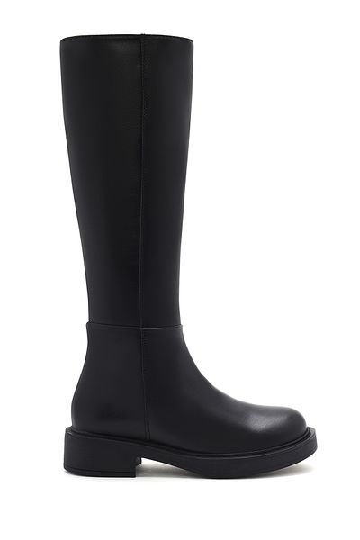 Derimod Women's Black Zippered Leather Boots 24Wfd 512518
