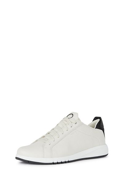 Geox Men's White U Aerantis a - Tumb Laced Leather Sneaker U357Fa00046C0404