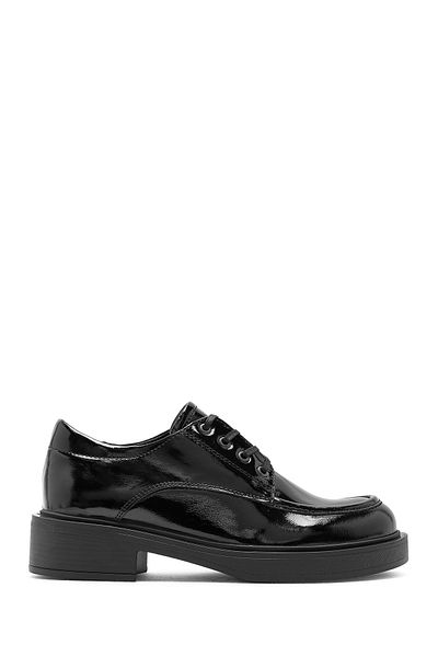Derimod Women's Black Lace-Up Leather Oxford Shoes 24Wfd 511616
