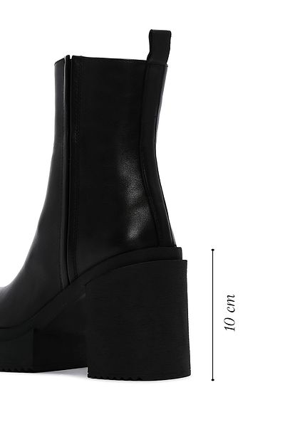Derimod Black Thick Heeled Zippered Women's Leather Boots - 24wfd 550518