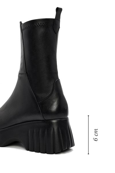 Derimod Black Zippered Thick Sole Women's Leather Boots - 24Wfd 202118