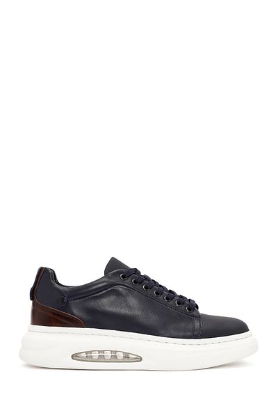 Derimod Men's Navy Blue Lace-Up Thick Sole Leather Sneaker 24Wfd 611318