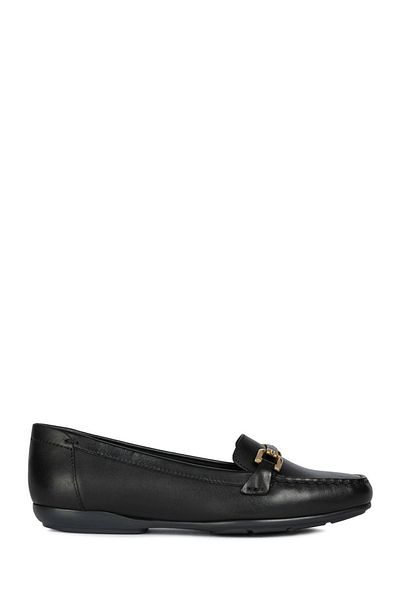 Geox Women's Black Annytah Moc Genuine Leather Penny Loafer Shoes Casual Shoes D84Bma00043C9997
