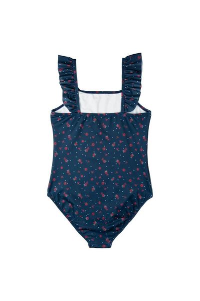 Swimfoam Girl's Swimsuit - Navy Blue Floral Pattern and Ruffles