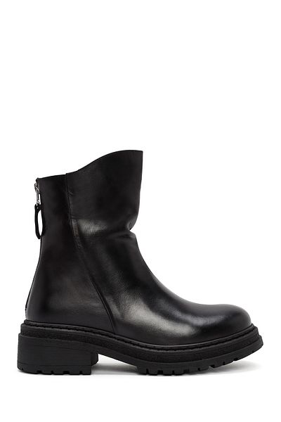 Derimod Black Leather Women's Boots - Back Zipper, 24WFD 185918