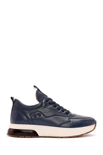 Derimod Men's Navy Blue Lace-Up Thick Sole Leather Sneakers 24Wfd 642318