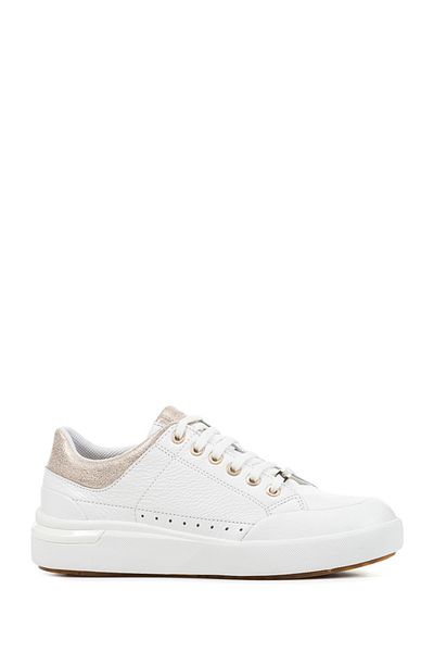 Geox White Leather Sneaker - Women's, Dalyla Lace-up, D36qfa046bnc1zb5