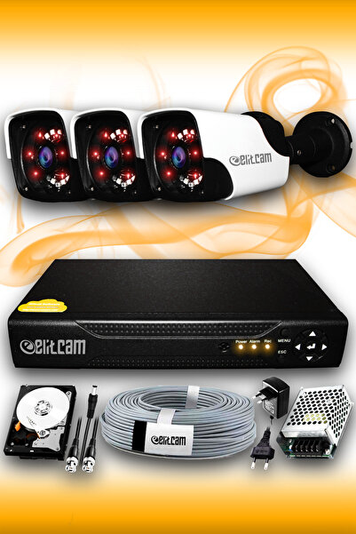 Elitcam 3 Kameralı Panda 3 Dış Kamera Set 320 Gb Hdd Full Hd Gece Görüşlü Güv...