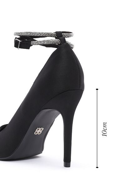 Derimod Women's Black Ankle Strap Thin Heeled Stiletto 24Wfd44036F