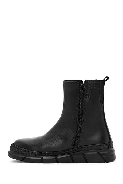 Derimod Women's Black Zippered Leather Comfort Boots 24Wfd 360918